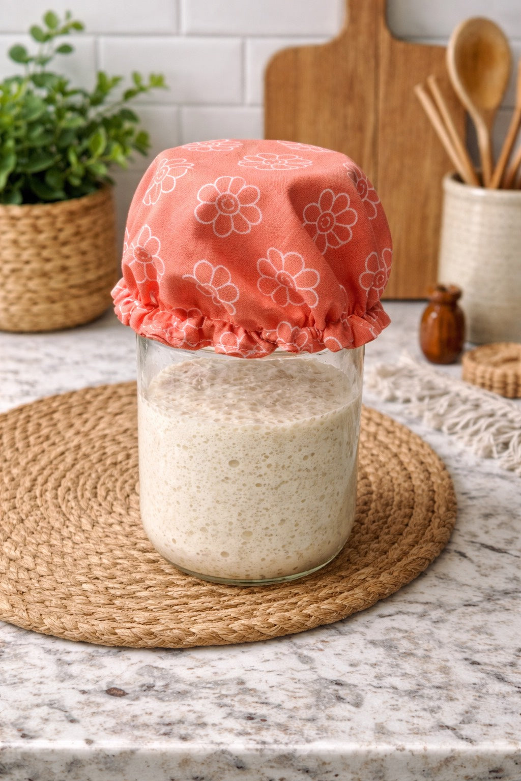 Mason Jar Cover: Coral Flowers